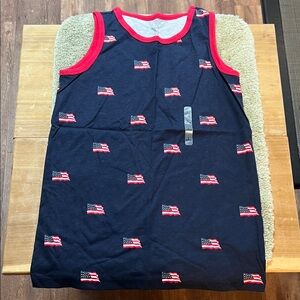 Boys size large 10/12 Place sports brand navy blue/red American flag tank top